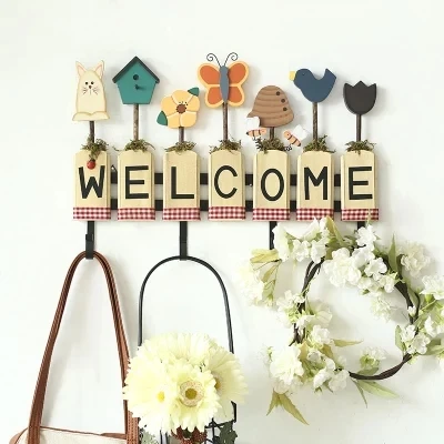 Pastoral American Country Wooden Crafts Hooks Home Decorations Ornaments Welcome To The Wall Decoration
Pastoral American Country Wooden Crafts Hooks Home Decorations Ornaments Welcome To The Wall Decoration