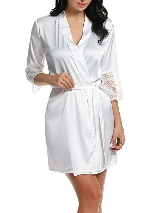Sexy Ladies' Lace Satin Robe Gown Solid Soft Nightgown Nightwear Kimono Bathrobe Sleepwear Wedding Bride Bridesmaid Robe
Sexy Ladies' Lace Satin Robe Gown Solid Soft Nightgown Nightwear Kimono Bathrobe Sleepwear Wedding Bride Bridesmaid Robe
