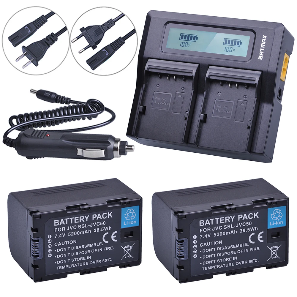 2Pcs 5200mAh SSLJVC50 SSL-JVC50 JVC50 Battery + LCD Rapid Dual Charger for JVC GY-HM600 GY-HM650 GY-LS300 GY-HMQ10 Camcorders
2Pcs 5200mAh SSLJVC50 SSL-JVC50 JVC50 Battery + LCD Rapid Dual Charger for JVC GY-HM600 GY-HM650 GY-LS300 GY-HMQ10 Camcorders