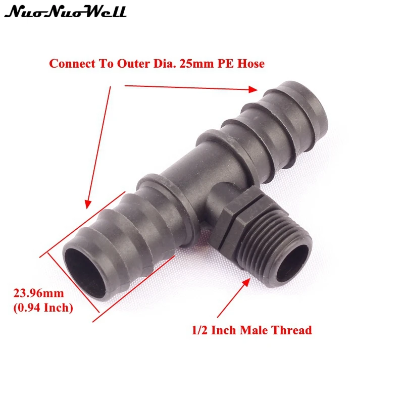 10pcs 1/2" Thread To 25mm Garden Hose Barbed Tee Connectors Irrigation Water Pipe Fittings Greenhouse Watering System Parts
10pcs 1/2" Thread To 25mm Garden Hose Barbed Tee Connectors Irrigation Water Pipe Fittings Greenhouse Watering System Parts