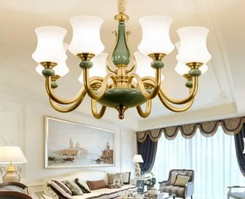 American chandelier copper living room lighting simple creative villa chandelier bedroom restaurant pure copper ceramic chandely
American chandelier copper living room lighting simple creative villa chandelier bedroom restaurant pure copper ceramic chandely