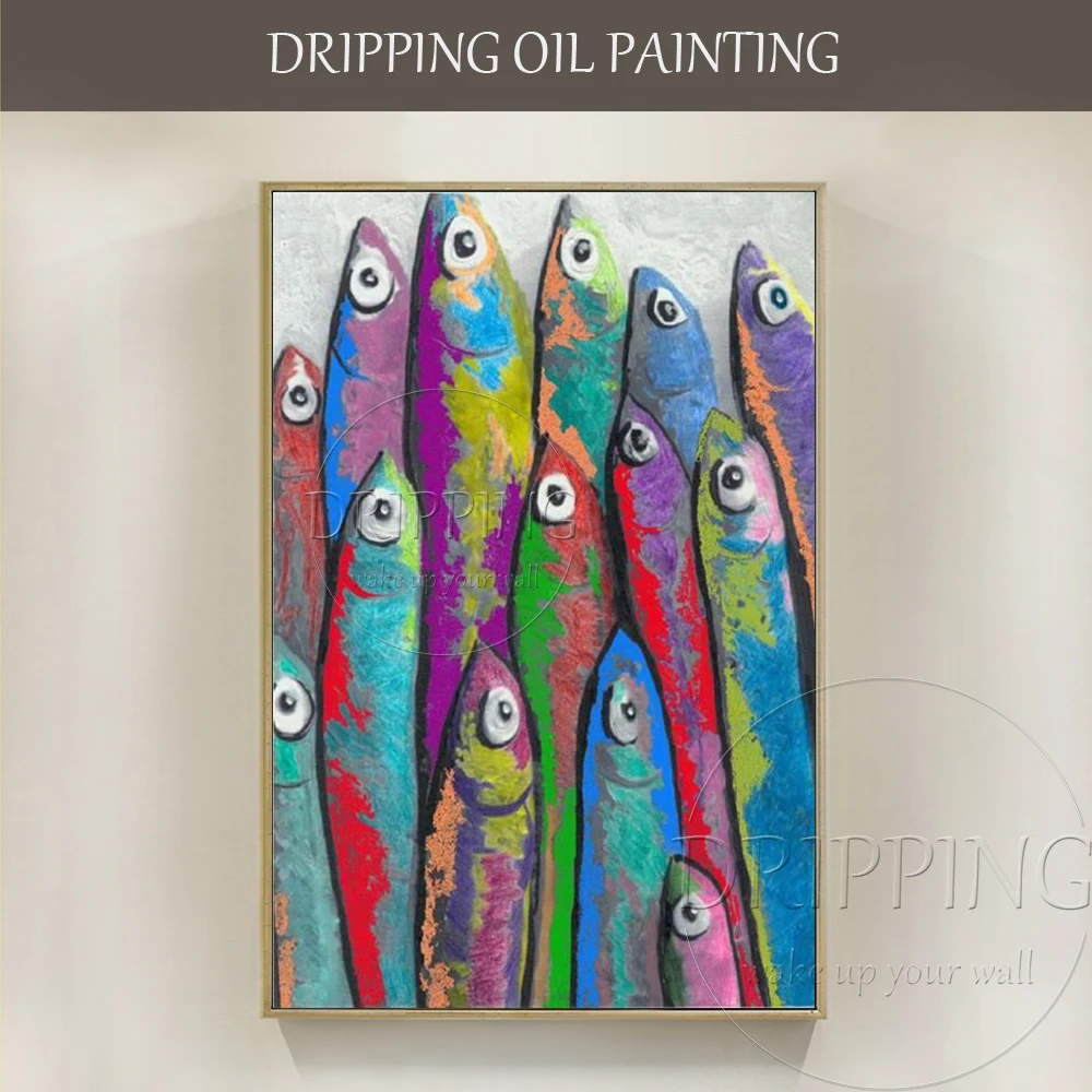 Artist Hand-painted A lots of Fishes Oil Painting on Canvas Colorful Funny Animal Abstract Fish Oil Painting for Living Room
Artist Hand-painted A lots of Fishes Oil Painting on Canvas Colorful Funny Animal Abstract Fish Oil Painting for Living Room
