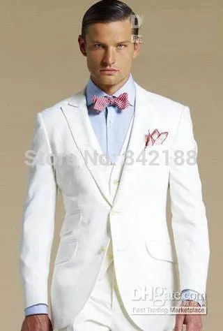 White Groom Tuxedos One button Peak Lapel Bridegroom Best Man Suits (Jacket+Pants+Tie+Vest
White Groom Tuxedos One button Peak Lapel Bridegroom Best Man Suits (Jacket+Pants+Tie+Vest