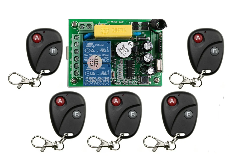 AC220V 2CH 10A RF Wireless Remote Control Switch System teleswitch 5 transmitter & 1 receiver relay Receiver Smart Home Switch
AC220V 2CH 10A RF Wireless Remote Control Switch System teleswitch 5 transmitter & 1 receiver relay Receiver Smart Home Switch