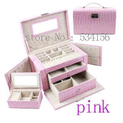 Lovely pink Practical multifunctional 3 layer watch box earrings necklaces pendants leather jewelry box gift box
Lovely pink Practical multifunctional 3 layer watch box earrings necklaces pendants leather jewelry box gift box