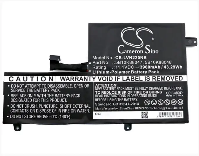 Cameron Sino 3900mAh battery for LENOVO 80VH0001US Chromebook N22 N22-20 N22 Chromebook 5B10K88047 5B10K88048 5B10K88049
Cameron Sino 3900mAh battery for LENOVO 80VH0001US Chromebook N22 N22-20 N22 Chromebook 5B10K88047 5B10K88048 5B10K88049