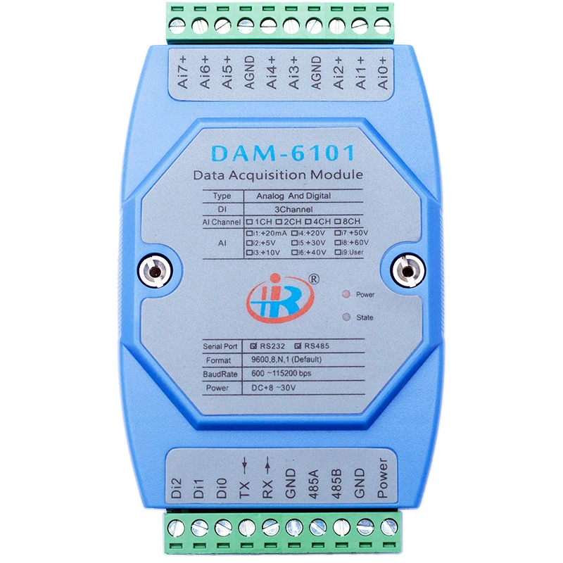 DAM6101 смешанный аналоговый цифровой входной модуль сбора данных Modbus преобразователь напряжения и тока
DAM6101 смешанный аналоговый цифровой входной модуль сбора данных Modbus преобразователь напряжения и тока