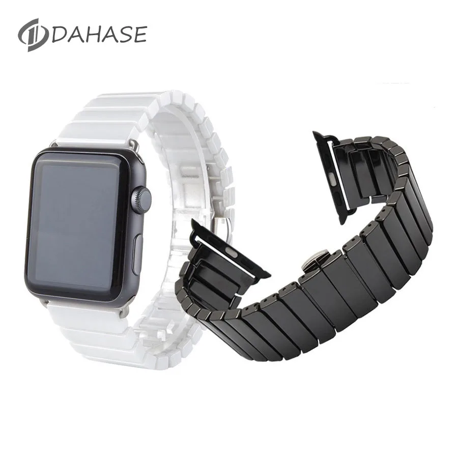 Black White Ceramic Wrist Strap for Apple Watch Band 38 40 42 44mm Butterfly Buckle Bracelet iWatch Series 5 4 3 2 1 Watchband
Black White Ceramic Wrist Strap for Apple Watch Band 38 40 42 44mm Butterfly Buckle Bracelet iWatch Series 5 4 3 2 1 Watchband