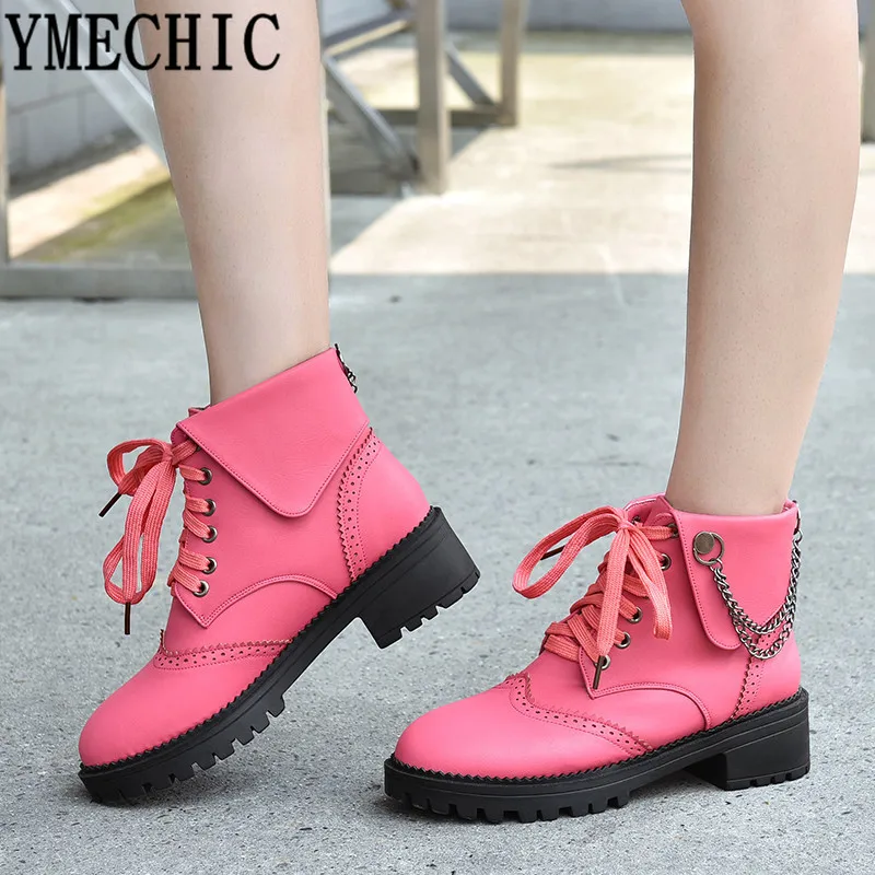 YMECHIC 2024 Fashion Lolita Pink Beige Medium Chunky Heels Brogue Lace Up Ankle Boots Plus Size Chains Military Combat Boots 43
YMECHIC 2024 Fashion Lolita Pink Beige Medium Chunky Heels Brogue Lace Up Ankle Boots Plus Size Chains Military Combat Boots 43