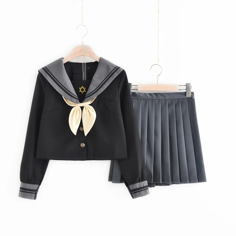 Cross Embroidery School Uniform High School Girl Sailor Suit Cosplay Costume Black Short Long Sleeve Japanese Anime Uniforms
Cross Embroidery School Uniform High School Girl Sailor Suit Cosplay Costume Black Short Long Sleeve Japanese Anime Uniforms