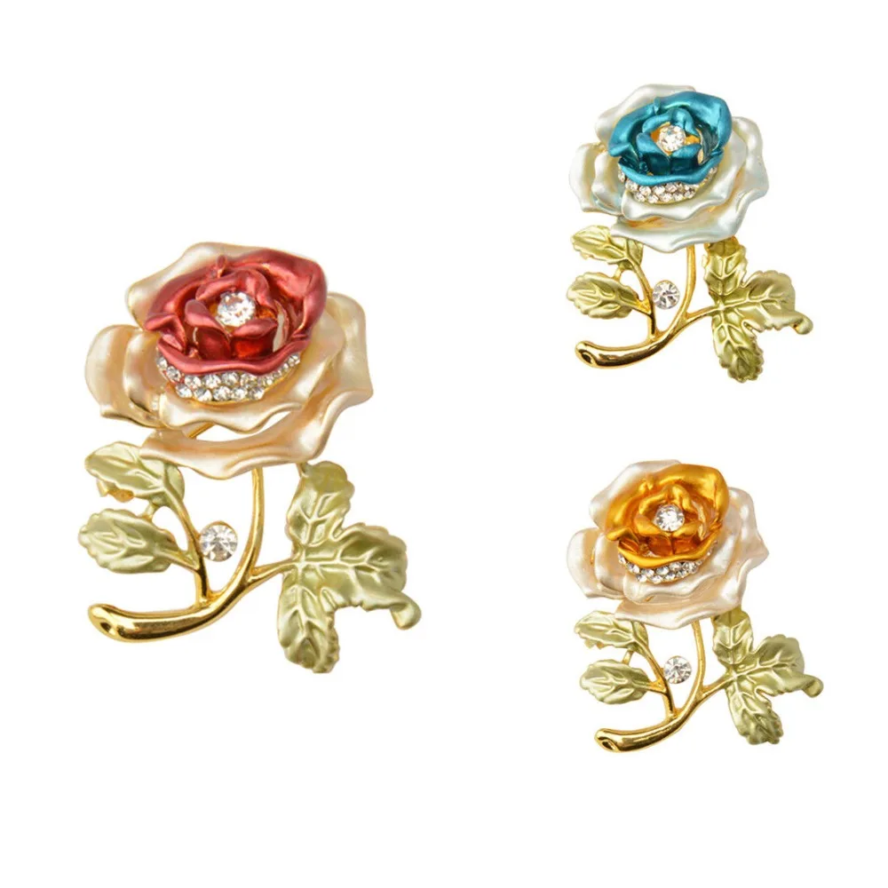 Ladies enamel rose flower Broches Wedding Dress Plant Jewelry Crystal Rhinestone Flower Brooch pin
Ladies enamel rose flower Broches Wedding Dress Plant Jewelry Crystal Rhinestone Flower Brooch pin