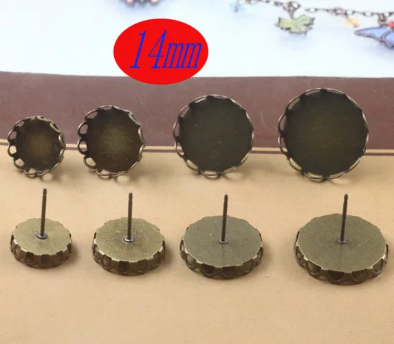 Free ship! Antique bronze 100pcs with 14mm Lace stud earrings and Stopper Earring Base Cameo Setting
Free ship! Antique bronze 100pcs with 14mm Lace stud earrings and Stopper Earring Base Cameo Setting