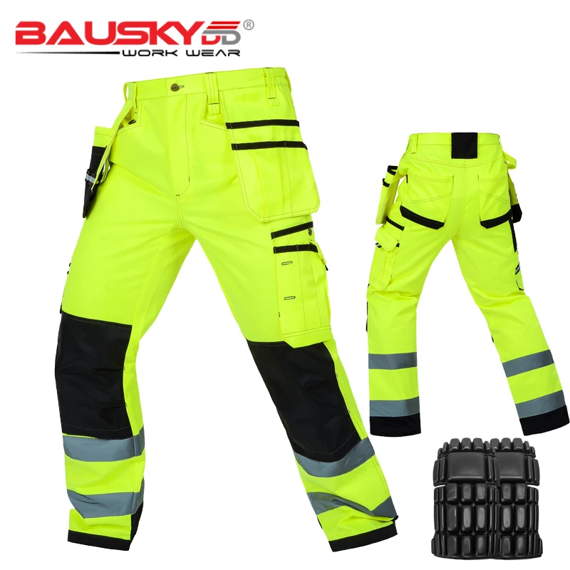 Bauskydd High Visibility Mens Multi-pocket Fluorescent Yellow Safety Reflective Cargo Work Trousers Working Pants
Bauskydd High Visibility Mens Multi-pocket Fluorescent Yellow Safety Reflective Cargo Work Trousers Working Pants