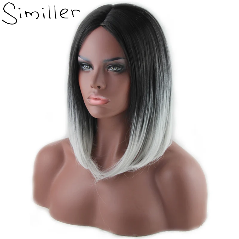 Similler Ombre Short Straight Hair Synthetic Wigs For Women Black Root Grey Two Tones Daily Use Wig
Similler Ombre Short Straight Hair Synthetic Wigs For Women Black Root Grey Two Tones Daily Use Wig