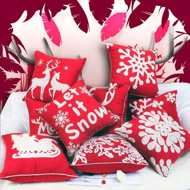 Cotton Embroider Pillowcase Red Christmas decor Cushion Home Decor Sofa Santa Snowflake Elk Throw Pillow 45 New Year
Cotton Embroider Pillowcase Red Christmas decor Cushion Home Decor Sofa Santa Snowflake Elk Throw Pillow 45 New Year