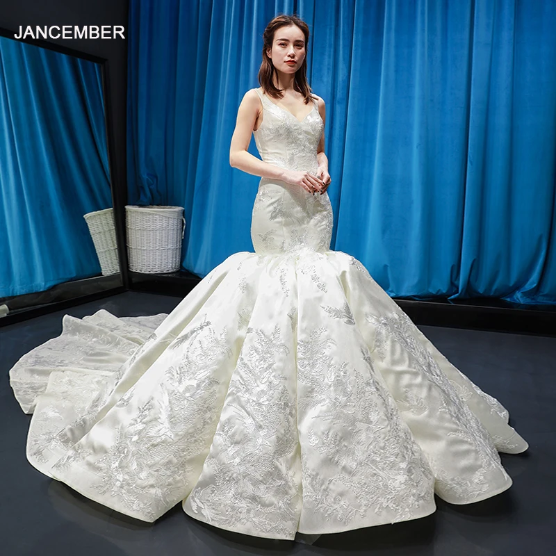 J66785 jancember luxury satin wedding dresses mermaid sexy v-neck sleeveless elegant bridal dresses vestido de noiva sereia 2019
J66785 jancember luxury satin wedding dresses mermaid sexy v-neck sleeveless elegant bridal dresses vestido de noiva sereia 2019