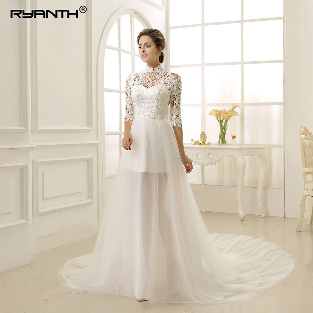 Vestido de noiva 2 En 1 Wedding Dress 2019 Luxury 3/4 Long Sleeves Lace Wedding Gowns Removable Long Train Robe de mariee
Vestido de noiva 2 En 1 Wedding Dress 2019 Luxury 3/4 Long Sleeves Lace Wedding Gowns Removable Long Train Robe de mariee