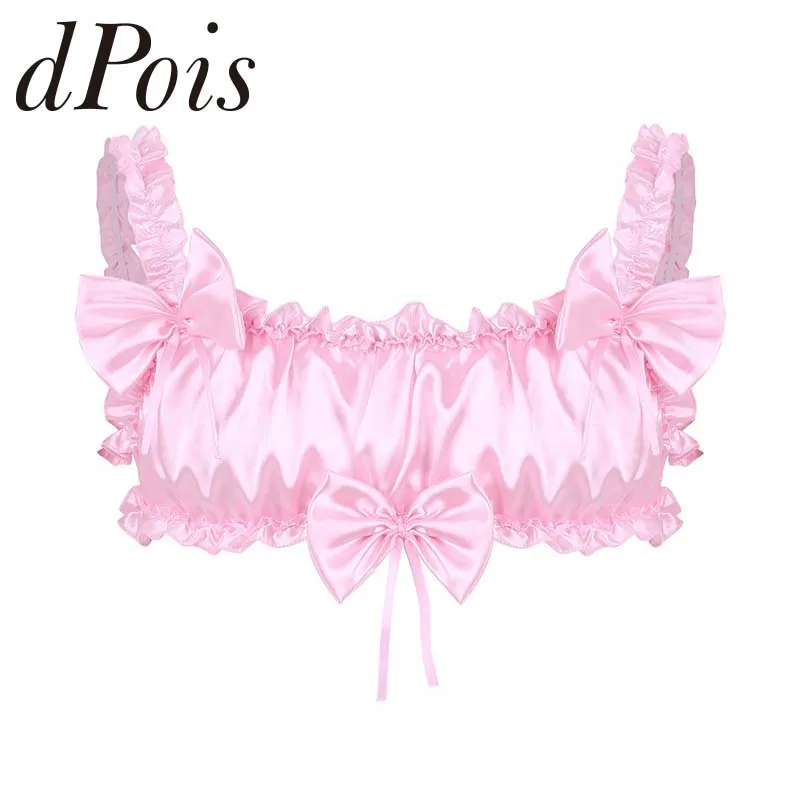 Mens Smooth Soft Satin Ruffled Frilly Elastic Wide Shoulder Straps Backless Wire-free Bra Top Hommes Mens Underwear
Mens Smooth Soft Satin Ruffled Frilly Elastic Wide Shoulder Straps Backless Wire-free Bra Top Hommes Mens Underwear