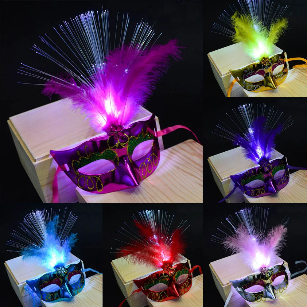 Women Venetian Venice Feather LED Mask Luminous Masquerade Mask Bachelorette Party Fancy Dress Princess Ball Masks Carnival Mask 
Women Venetian Venice Feather LED Mask Luminous Masquerade Mask Bachelorette Party Fancy Dress Princess Ball Masks Carnival Mask