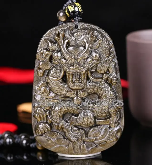 Beautiful Natural Gold Obsidian Handmade Carved Chinese Dragon Lucky Amulet Pendant + free Beads Necklace Fashion Jewelry
Beautiful Natural Gold Obsidian Handmade Carved Chinese Dragon Lucky Amulet Pendant + free Beads Necklace Fashion Jewelry