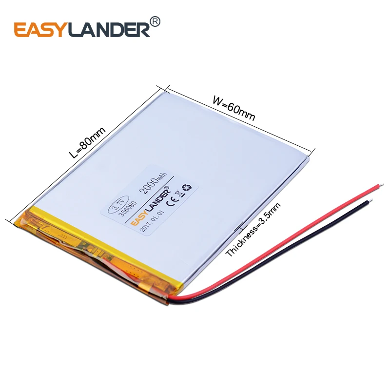 10 шт., перезаряжаемые литий-ионные полимерные батареи 3,7 в 2000 мАч 356080
10 шт., перезаряжаемые литий-ионные полимерные батареи 3,7 в 2000 мАч 356080