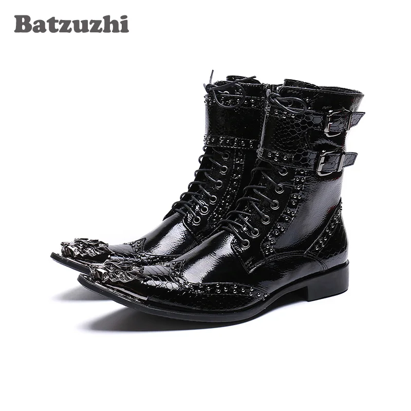 Batzuzhi Handmade Boots Men Black Leather Ankle Men Boots Pointed Iron Toe Motorcycle boots Men zapatos de hombre Shoes
Batzuzhi Handmade Boots Men Black Leather Ankle Men Boots Pointed Iron Toe Motorcycle boots Men zapatos de hombre Shoes