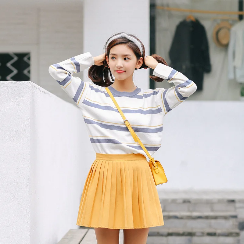 Chic Autumn Knitted Sweater Women Stripe Long Sleeve Sweet Pullover Student Round Collar Casual Fashion Preppy Style Tops H9424
Chic Autumn Knitted Sweater Women Stripe Long Sleeve Sweet Pullover Student Round Collar Casual Fashion Preppy Style Tops H9424