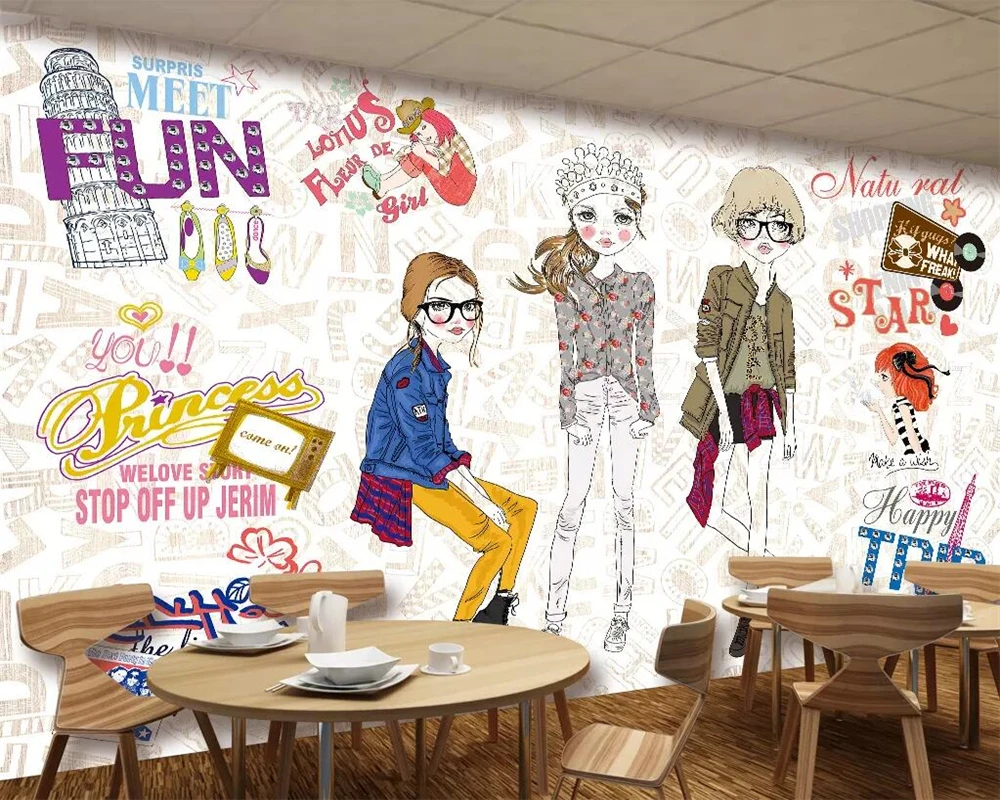 Beibehang Wallpaper mural fashion elements clothing shop tooling background wall painting cartoon home decoration 3d wallpaper
Beibehang Wallpaper mural fashion elements clothing shop tooling background wall painting cartoon home decoration 3d wallpaper