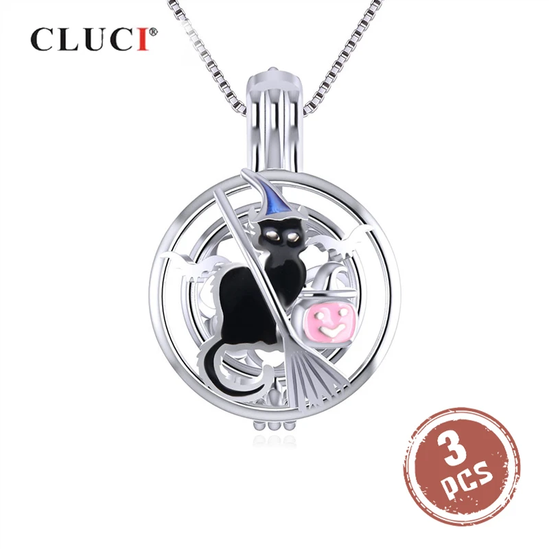 CLUCI 3pcs Silver 925 Halloween Pendant Black Witch Cat Round Shaped Charms Pendant Women 925 Sterling Silver Jewelry SC314SB
CLUCI 3pcs Silver 925 Halloween Pendant Black Witch Cat Round Shaped Charms Pendant Women 925 Sterling Silver Jewelry SC314SB