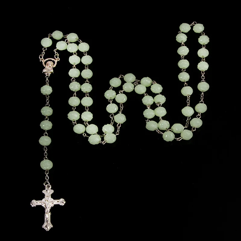 8MM luminous rosary cross rose luminous beads cross necklace, Catholic religious jewelry
8MM luminous rosary cross rose luminous beads cross necklace, Catholic religious jewelry