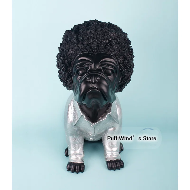 Fun bulldog Imitating human hair resin statue personality curly dog personality sculpture home decoration
Fun bulldog Imitating human hair resin statue personality curly dog personality sculpture home decoration