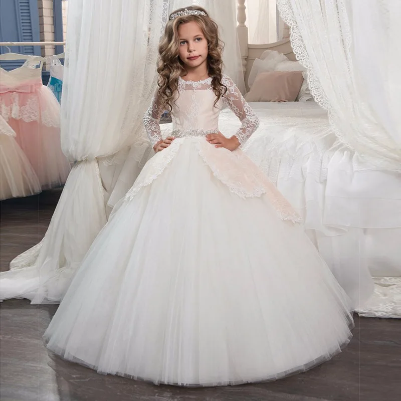 Long Sleeves Flower Girl Dresses For Weddings Ball Gown Tulle Lace Beaded Long First Communion Dresses For Little Girls
Long Sleeves Flower Girl Dresses For Weddings Ball Gown Tulle Lace Beaded Long First Communion Dresses For Little Girls