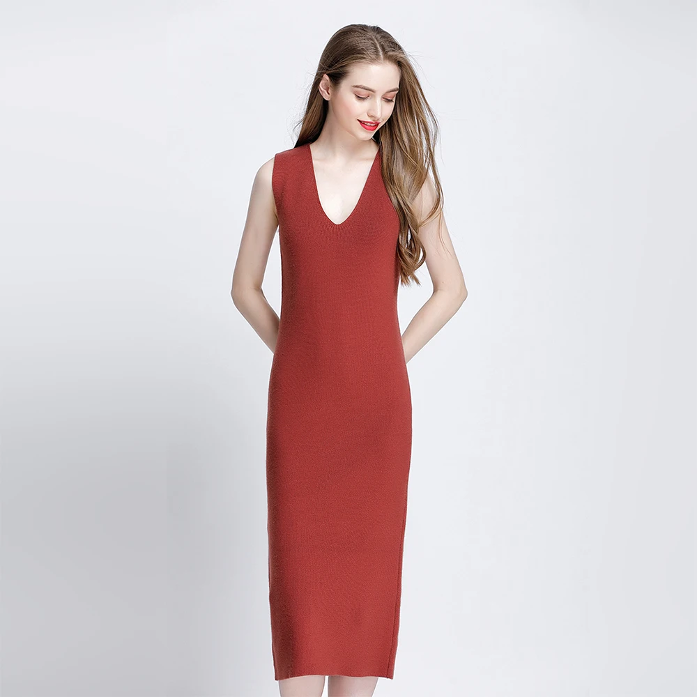 Women Woolen Long Sweater Dress Sleeveless Waistcoat Fashion Elegant Office Dresses Sexy Party Bodycon Femme V-Neck Dress
Women Woolen Long Sweater Dress Sleeveless Waistcoat Fashion Elegant Office Dresses Sexy Party Bodycon Femme V-Neck Dress