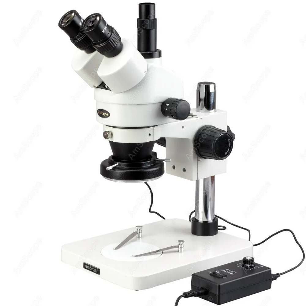 AmScope SM-1 Series Zoom Trinocular Stereo Microscope 3.5X-90X+ 144 LED Ring Light on Pillar Stand
AmScope SM-1 Series Zoom Trinocular Stereo Microscope 3.5X-90X+ 144 LED Ring Light on Pillar Stand