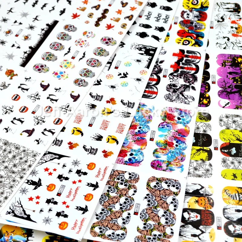 48 Sheets Mixed Designs Halloween Water Transfer Nail Art Decorations Stickers Decals Beauty Nails Supplies Tool Lot 1081-1128
48 Sheets Mixed Designs Halloween Water Transfer Nail Art Decorations Stickers Decals Beauty Nails Supplies Tool Lot 1081-1128