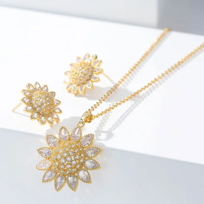 Jewelry Sets HADIYANA Sunflower Design Necklace And Earrings Set For Women Simple Elegant CN1021 Juego De Collar Y Pendientes
Jewelry Sets HADIYANA Sunflower Design Necklace And Earrings Set For Women Simple Elegant CN1021 Juego De Collar Y Pendientes