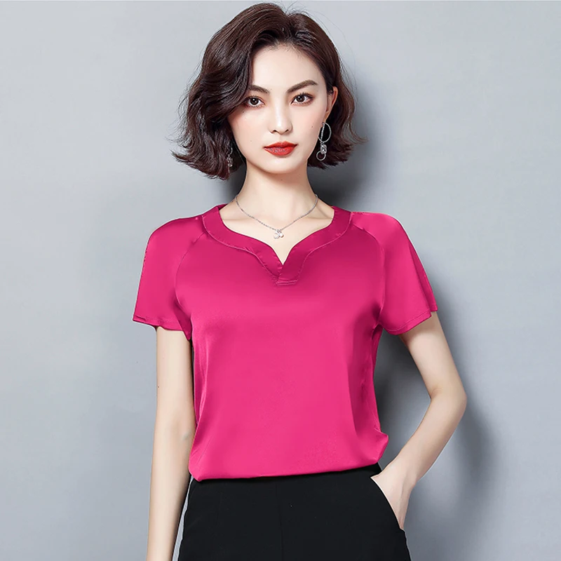 Silk Female Short-Sleeved V-Neck 2022 Summer New Large Size Loose Temperament Silk T-Shirt Female W441
Silk Female Short-Sleeved V-Neck 2022 Summer New Large Size Loose Temperament Silk T-Shirt Female W441