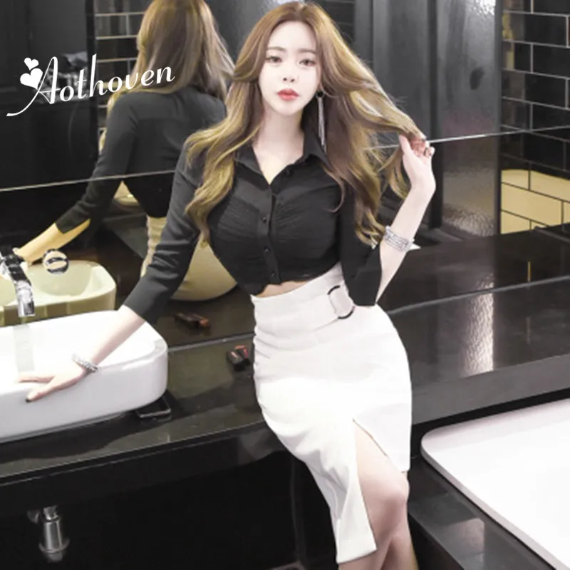 2 Piece Set Women Autumn Black Turndown Collar Half Puff Sleeve Vintage Office Top and Party Asymmetrical Skirt Two Piece Set
2 Piece Set Women Autumn Black Turndown Collar Half Puff Sleeve Vintage Office Top and Party Asymmetrical Skirt Two Piece Set