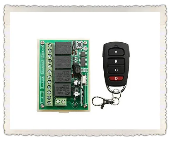 DC12V 4CH RF Wireless Remote Control System teleswitch transmitter +receiver universal gate remote control /radio receiver
DC12V 4CH RF Wireless Remote Control System teleswitch transmitter +receiver universal gate remote control /radio receiver