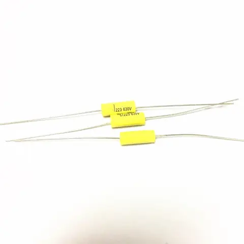 630V0.022UF sprzedaż hurtowa i detaliczna długie przewody żółte osiowe kondensatory foliowe poliestrowe elektronika 0.022uF 630V fr wzmacniacz lampowy audio