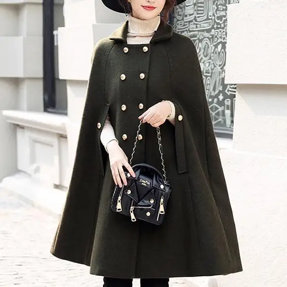 2021 new Fashion Woolen Coats Cloak for Women Workwear Winter Office Lady Double-breasted Overcoat Cape
2021 new Fashion Woolen Coats Cloak for Women Workwear Winter Office Lady Double-breasted Overcoat Cape