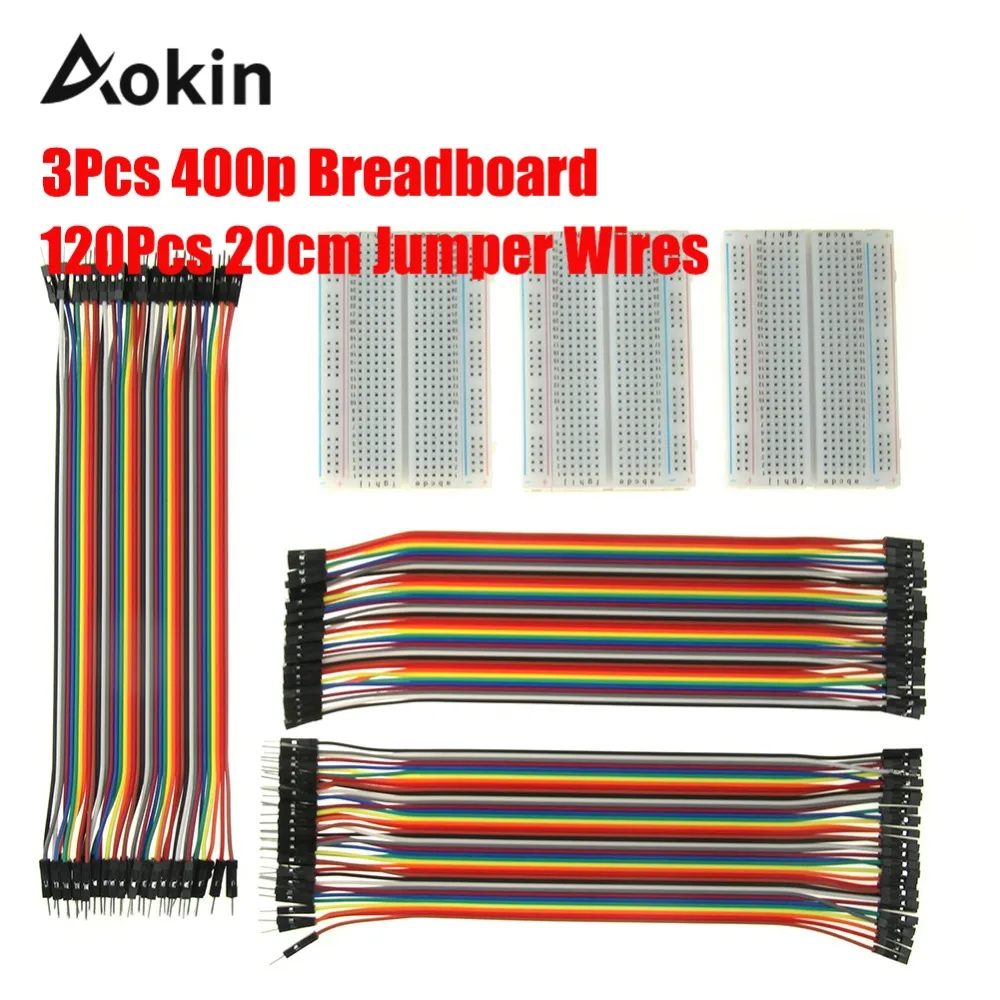 3 Pieces 400 pin Breadboards Kit with 120 Pieces 20cm Jumper Wires Male Female Male for Arduino Raspberry Pi
3 Pieces 400 pin Breadboards Kit with 120 Pieces 20cm Jumper Wires Male Female Male for Arduino Raspberry Pi