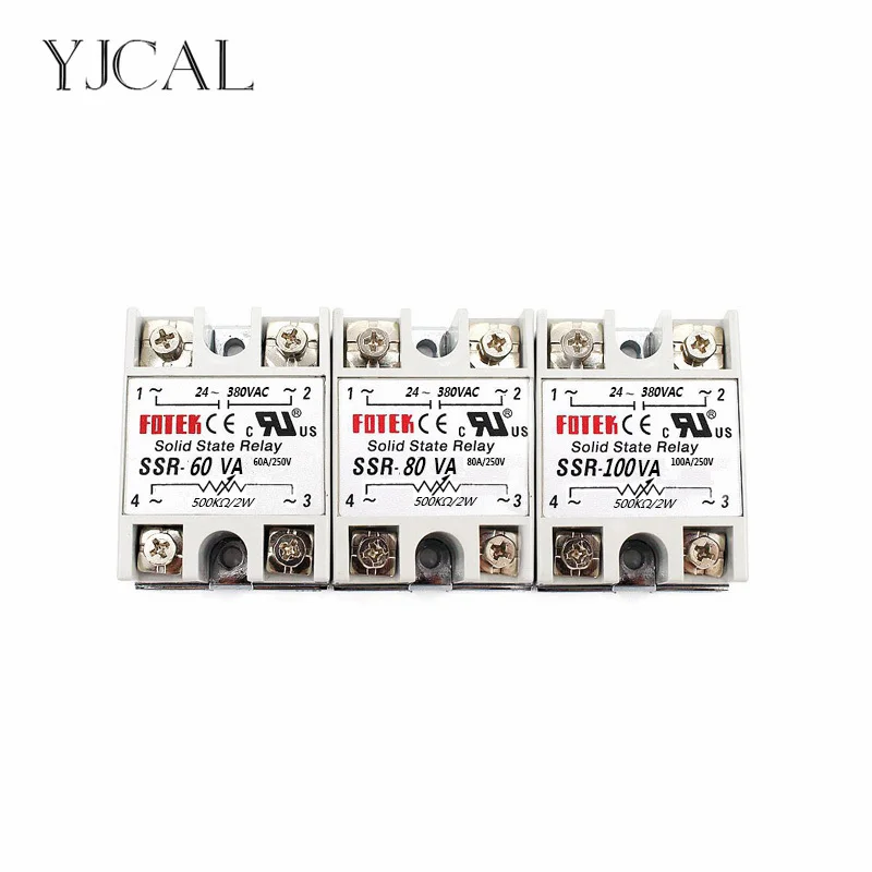 YJCAL Solid State Relay SSR-60VA SSR-80VA SSR-100VA 60A 80A 100A Relais Regulator 24-380VAC Output SSR 60VA 80VA 100VA
YJCAL Solid State Relay SSR-60VA SSR-80VA SSR-100VA 60A 80A 100A Relais Regulator 24-380VAC Output SSR 60VA 80VA 100VA