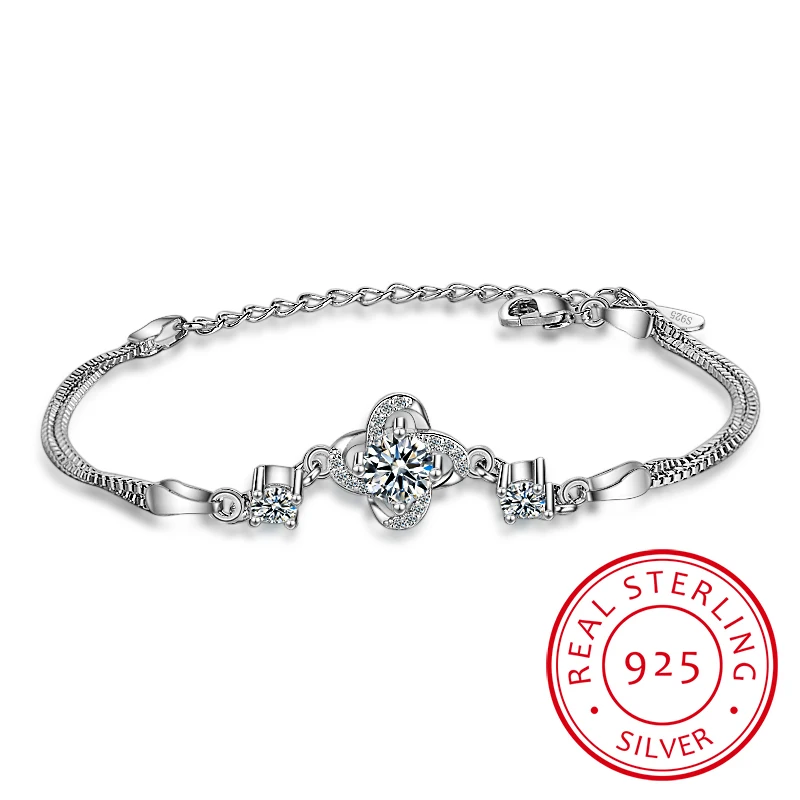 Fine Jewelry Authentic 925 Sterling Silver Jewelry Austrian Crystal Four Leaf Clover Heart Charm Bracelet For Women Pulserias
Fine Jewelry Authentic 925 Sterling Silver Jewelry Austrian Crystal Four Leaf Clover Heart Charm Bracelet For Women Pulserias