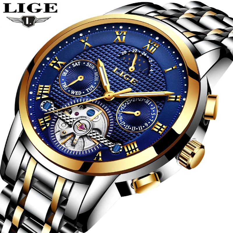 LIGE Mens Watches Top Brand Luxury Automatic Mechanical Watch Men Full Steel Business Waterproof Sport Watches Relogio Masculino
LIGE Mens Watches Top Brand Luxury Automatic Mechanical Watch Men Full Steel Business Waterproof Sport Watches Relogio Masculino