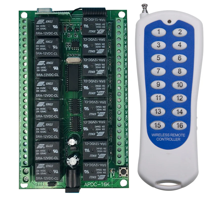 16CH DC 12V rf home automation remote control switch 433MHZ transmitter and recevier wireless switch Radio smart home control
16CH DC 12V rf home automation remote control switch 433MHZ transmitter and recevier wireless switch Radio smart home control