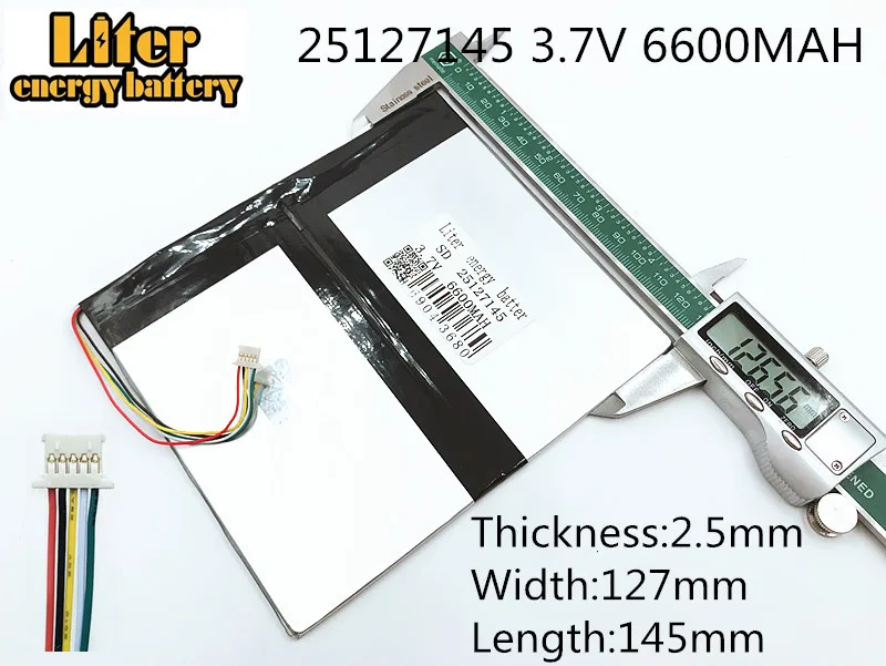 5-wire connector 25127145 3.7v 6600mah, lipo polymer rechargeable battery, 4Good T101i Tablet Battery
5-wire connector 25127145 3.7v 6600mah, lipo polymer rechargeable battery, 4Good T101i Tablet Battery