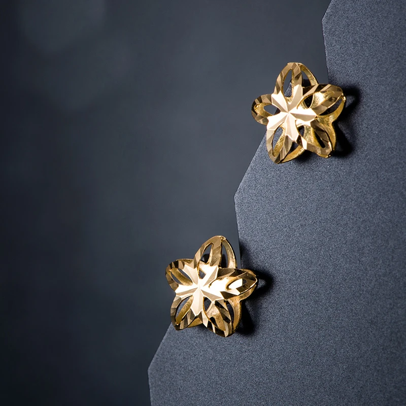 Pure 18K Yellow Gold Earrings Women Hollow Flower Stud Earrings P6257
Pure 18K Yellow Gold Earrings Women Hollow Flower Stud Earrings P6257