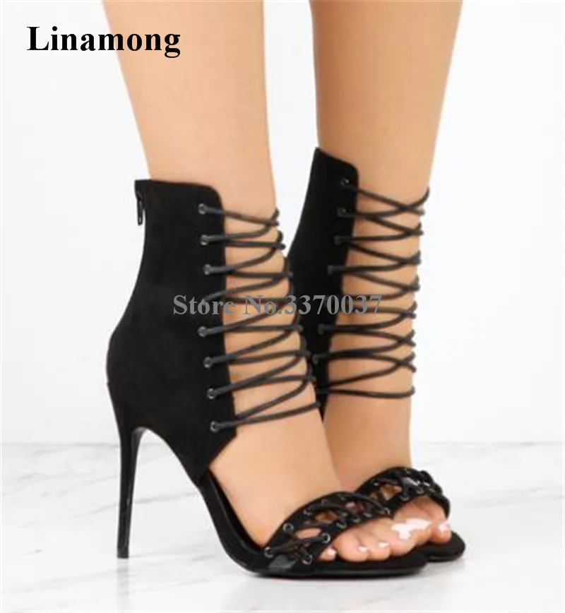 Women Hot Selling Open Toe Black Suede Leather Strap Cross Gladiator Sandals Cut-out High Heel Sandals Formal Dress Shoes
Women Hot Selling Open Toe Black Suede Leather Strap Cross Gladiator Sandals Cut-out High Heel Sandals Formal Dress Shoes