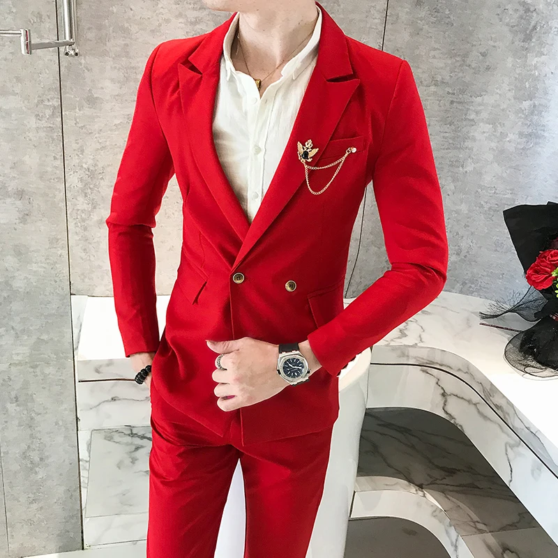 Wedding Dress 2018 Blue Double Breasted Suits Mens White Suits with Pants Red Dj Nightclub Singer Suits Party Terno Slim Fit New
Wedding Dress 2018 Blue Double Breasted Suits Mens White Suits with Pants Red Dj Nightclub Singer Suits Party Terno Slim Fit New